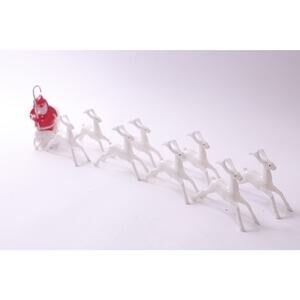 Celluloid, Santa, Sleigh, Reindeer, MCM, 60s, Christmas Winter, Holiday Decor